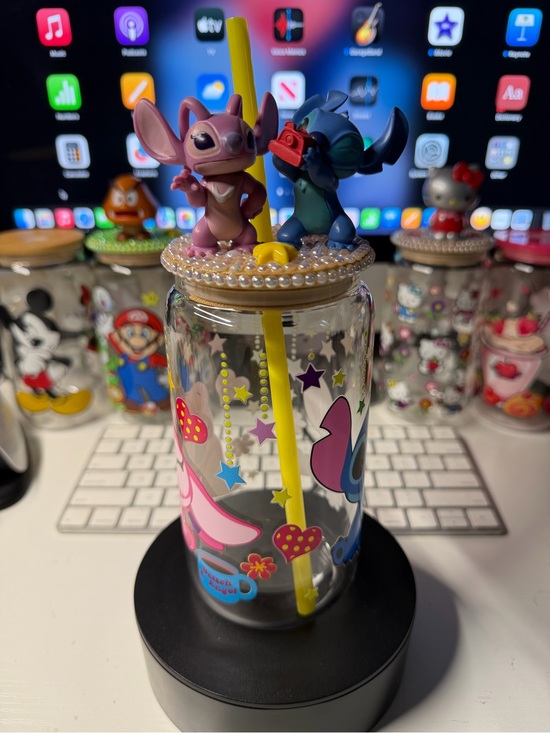 Disney Other - Disney Stitch & Angel Character Glass Tumbler
